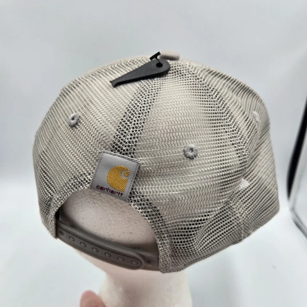 Carhartt Men's Canvas Mesh Back Quilt Patch Baseball Cap Hat Gray SnapBack  NEW